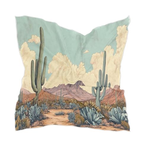 Cactus Silk Like Head Scarf for Women,Soft Fashion Neck Scarf Square Satin Head Scarf 23.6 Inches