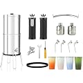 2.25G Ultra-Filtration Gravity Water Filter System-304 Stainless Steel Countertop System with Handle,2 Shut-Off Valves,4 Cups+Holders,2 Carbon Filters and Stand,NSF/ANSI 42 Certification