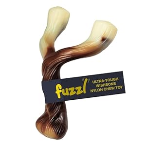 Fuzzl Ultra Tough Nylon Dog Chew Toy – Beef Flavour Wishbone Tough Dog Toys for Extreme Chewers Dog Bone Long Lasting Dog Chew Toys for Aggressive Chewers Strong Dog Toy Dogs Durable Puppy Toys