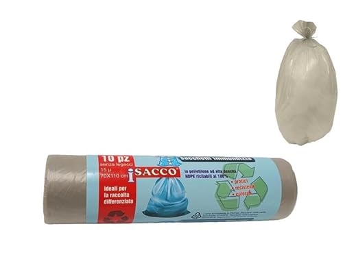Set 10 Pezzi Sacco Immondizia Spazzatura con Legacci Beige