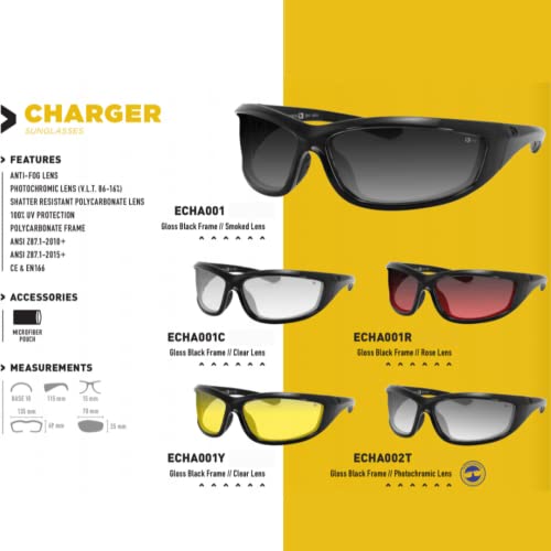 Bobster ® Charger, Gloss Black Frame, Rose Lens2