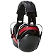 Amazon Basics Noise Reduction Safety Earmuffs Ear Protection, Black and Red
