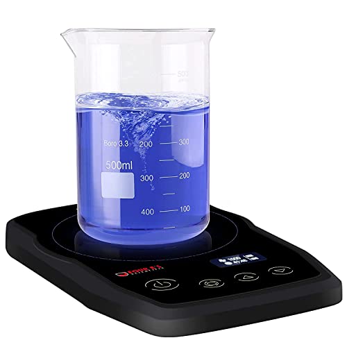 FOUR E'S Ultraflach TouchOLED Mini Magnetrührer Tragbar 15-1500 U/min max. 1L pro 30S Auto Rückwärtsdrehen gehärtetem Glas Platte für Niedrigviskose Flüssigkeiten Cover
