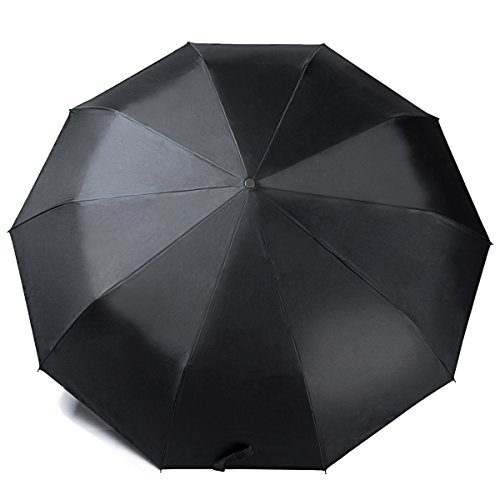 NIELLO Best Outdoor umbrellas with Leather handle,Automatic 10-Rib Maximum level of Windproof,42 inch Steel Windproof Frame Black Rain Umbrella with UV Protection 50+ UPF