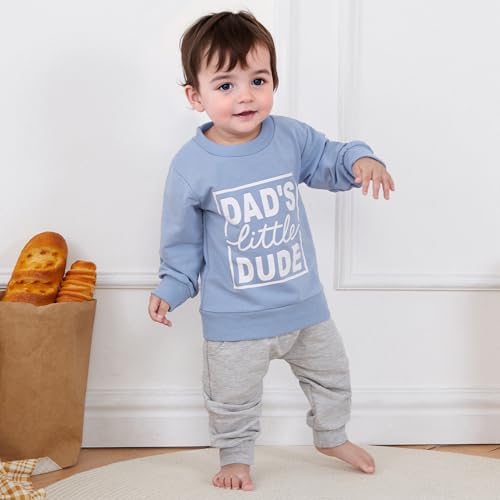 Kupretty Toddler Baby Boy Fall Winter Clothes Letter Graphic Long Sleeve Sweatshirt Pullover Tops + Joggers Pants Outfit Set3