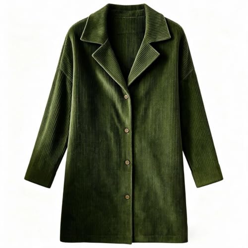 Corduroy Jacket Women Long Notched Lapel Neck Button Cardigan Shirt - image 4