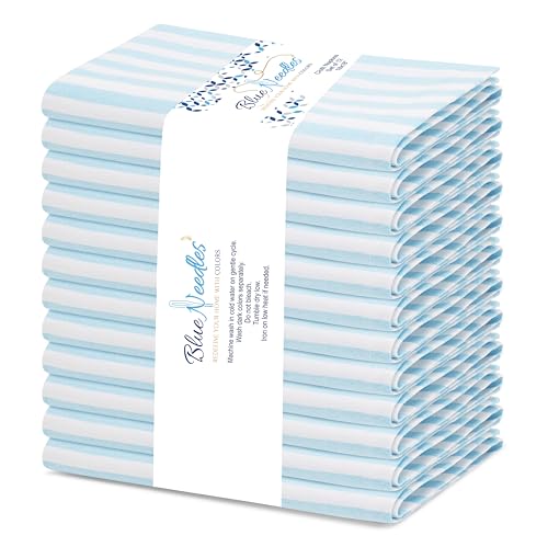 Blue Needles Striped Cloth Napkins 100% Cotton Set of 12-18 x 18 Inches
