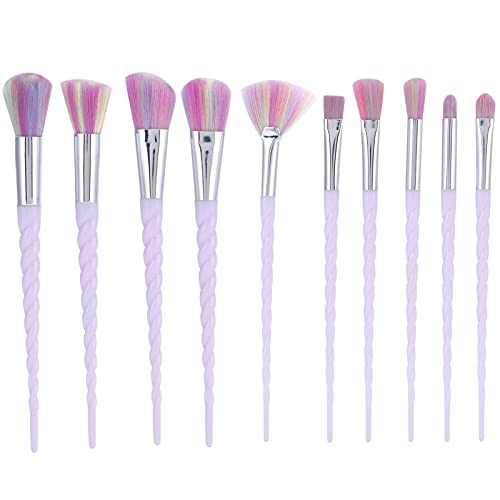 NDiyueAa Juego de brochas de Maquillaje, 10 brochas Profesionales para Colorete en Polvo, Fibra sintética Suave, cerdas Completas y firmes, para Todo Tipo de Piel, Compacto y (Cerdas de Colores)