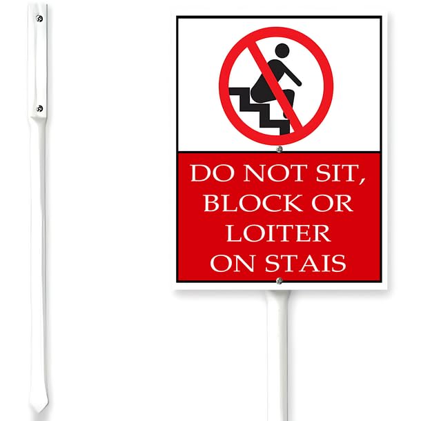 Horienteeon Do Not Sit Block Or Loiter On Stairs Sign With Stake No Sitting Yard Sign Caution Security Yard Sign 8x12inch Rustproof Aluminium Home Farm Garden Porch Decor Outside Outdoor Lawn