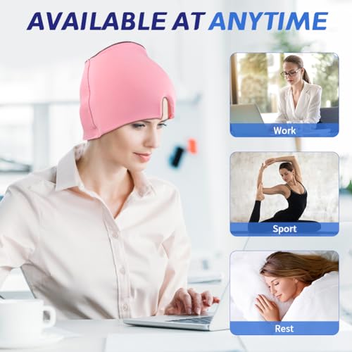 Image of Migraine Relief Cap, Soothing Headache Ice Face Mask Products | Hot and Cold Therapy, Migraine Headache Relief Cap for Migraine, Sinus, Puffy Eyes, Tension, Stress and Hangover