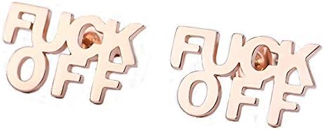 FY Fuck off Stud Earring Funny Letter Initial Earrings Punk Jewelry (Rose Gold)