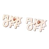 FY Fuck off Stud Earring Funny Letter Initial Earrings Punk Jewelry (Rose Gold)
