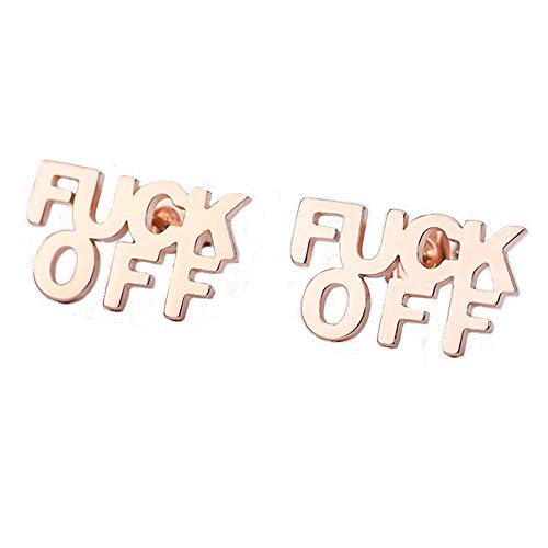 Fy Fuck Off Stud Earring Funny Letter Initial Earrings Punk Jewelry (Rose Gold) #TOP3