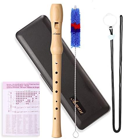 Asmuse Recorder Instrument German Style Soprano Recorder Maple Wood 8 Hole C Key musical Instrument for children Students and beginners with Cleaning Rod Storage Case