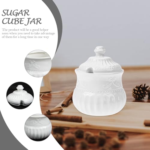 Tarro de cerámica blanco para café y azúcar con base estable 5