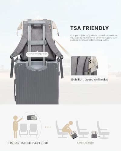 Miniatura 7 de Lovevook Mochila Señoras Pequeña, Daypacks Bolso 2 En 1, Mochila Escolar Portátil Impermeable, Mochila De Trabajo 15.6 Pulgadas Para Profesor Vacaciones Universidad Oficina, Gris