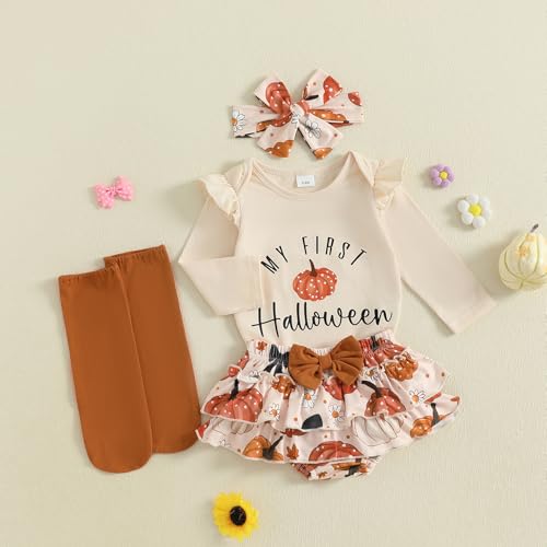 YINGISFITM My First Christmas Baby Girl Outfit Long Sleeve Romper Onesie Skirt Shorts Fall Winter Newborn Christmas Clothes3
