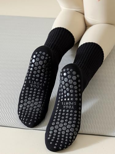 Image of Pilates Socks with Grips for Women - Non Slip Yoga Socks for Athletic Activities - 4 Pairs White Barre Socks
