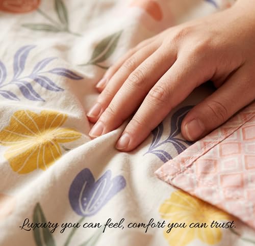 Image of VAS COLLECTIONS Cotton AC Blanket for Double Bed (220x230 cm) | Reversible Soft Lightweight All-Season Blanket | Skin-Friendly & Breathable Comforter (Blush Garden)