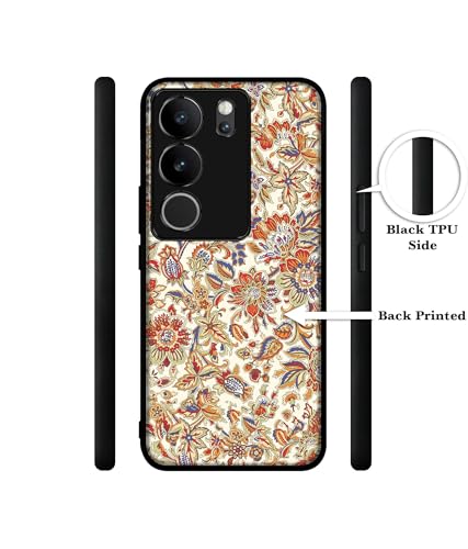 Image of Floral Design Premium 2D Printed Metal Back Case Cover for Vivo V29 5G / V29 Pro 5G, Multicolor