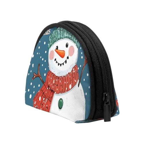 Portable Coin Purse Christmas-Snowflakes-Snowman Mini Zippered Money Pouch Card Holder4