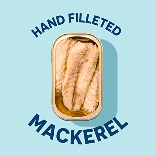 Wild Planet Wild Mackerel Fillets in Organic Extra Virgin Olive Oil, Skinless & Boneless, Tinned Fish, 4.4 Ounce ( Pack of 12)
