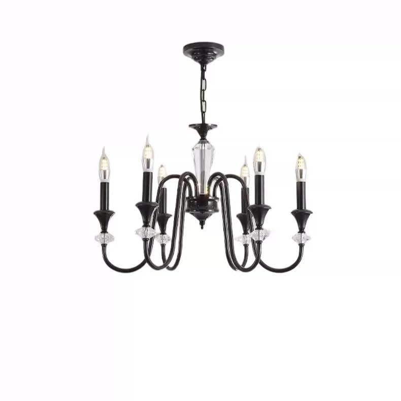 Lustre en cristal E14 noir 60x40cm luminaire suspendu salon et chambre