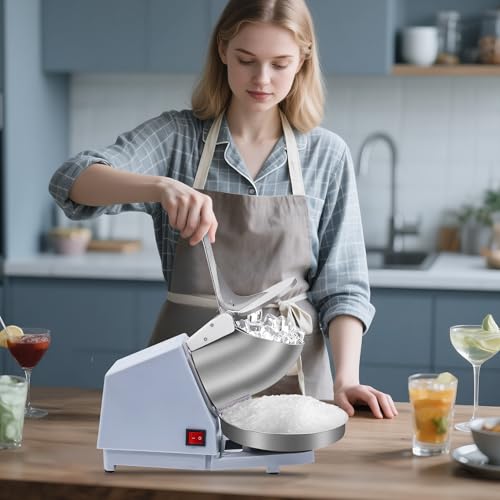 Image of Shaved Ice Machine, Electric Ice Shaver Machine with Stainless Steel Blades, Powerful Snow Cone Machine for Home Kitchen, High Speed Shave Ice Machines for Slushies, Margaritas, Smoothies