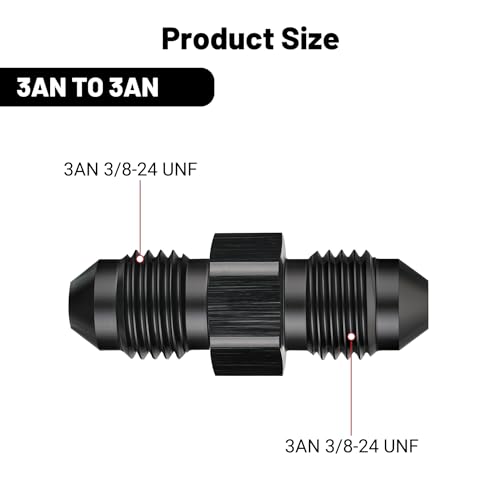 Image of EVIL ENERGY 3AN Male to Male Flare Coupler Union Straight Fuel Hose Adapter Fitting Black 2PCS