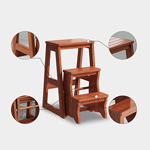 Taburete de madera plegable DASHADAO y silla de escalera multifuncional para biblioteca 5
