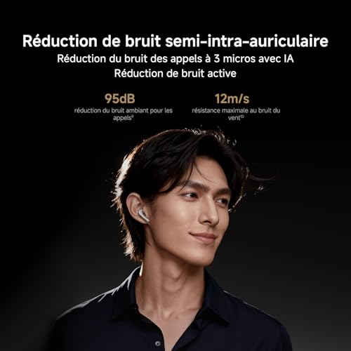 XIAOMI Buds 6, Écouteurs True Wireless, Réduction du bruit à 3 micros, Harman AudioEFX, Système de haut-parleurs à triple aimant, 35 h d’autonomie,Personnalisation via l’application, IP54, Gris titane