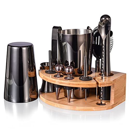 Esmula Kit de Barman com Suporte Elegante, Conjunto de Coqueteleira Boston de 12 Peças de 20 Oz/25 O