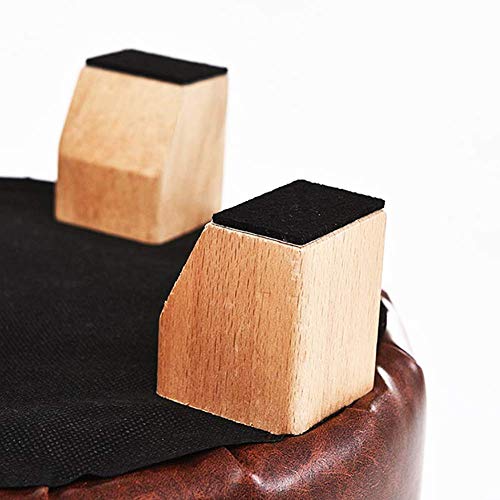 Repose-pieds ottoman en bois et simili cuir rond de 29x29x35 cm - 3