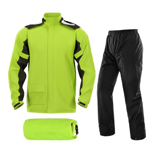 Wezalget Combinaison imperméable de moto, veste de sport imperméable et respirante classique avec bande réfléchissante accrocheuse manteau de pluie coupe-vent pour hommes femmes