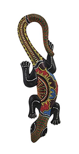 Beautiful Unique Hand Carved Wooden Aboriginal Dot Paint Gecko Lizard Tropical Island Wall Art 20
