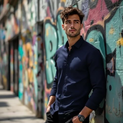 Image of Glowic Men's Plain Casual Shirt | Cotton Soft & Breathable Fabric | Full Sleeve Comfort Fit Stylish Solid Shirts for Office