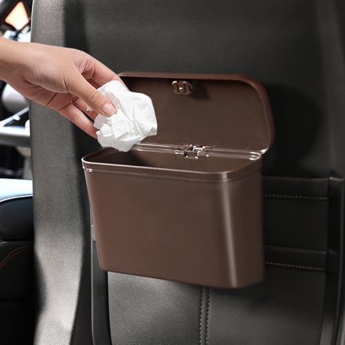 Image of Car Trash Can, Waterproof Multi Functional Auto Trash Bin for Door /Console /Seat Back,Leak-Proof Trash Can for Car, Truck, SUV - Essential Car Accessories for Organization (brown2)