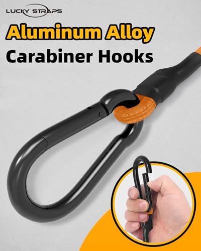 Image of 8 Pcs 36 Inch Carabiner Bungee Cord with Aluminum Alloy Hooks, Orange Bungee Straps with Superior Elasticity & Excellent UV Protection for Luggage Rack, Cargo, Hand Carts, Bike, Camping, Outdoor