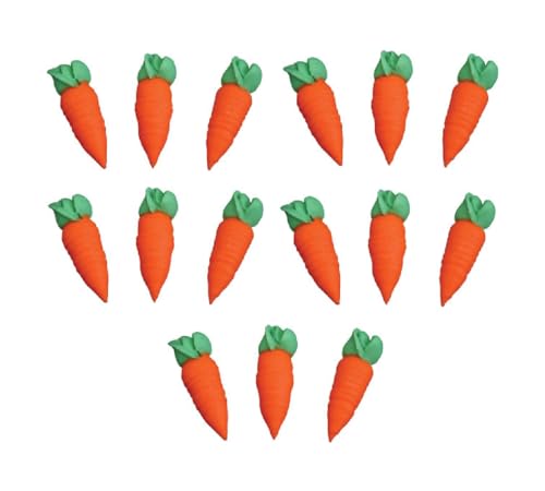 Edible Easter Cupcake Toppers – 15 Count Royal Icing Textured Carrot Sugar Decorations (1.125') – Easter Cake & Cookie Decor for Spring Desserts