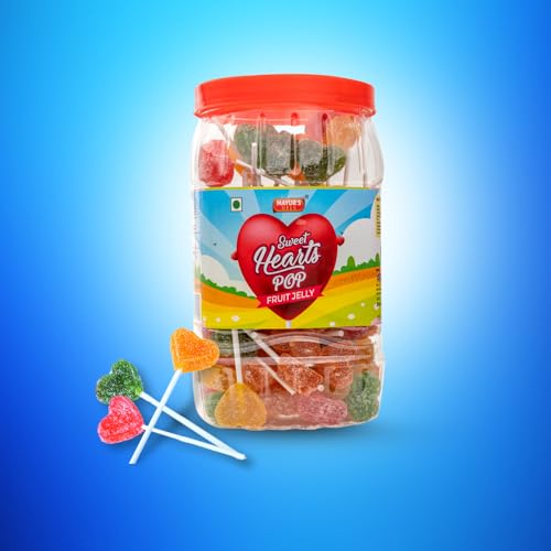 Image of MAYURSGELS Sweet Hearts Pop Jelly Lollipop Combo (30 Pcs And 100 pcs) | Mixed Fruit flavours | For everyday enjoyment,1.1 Kg