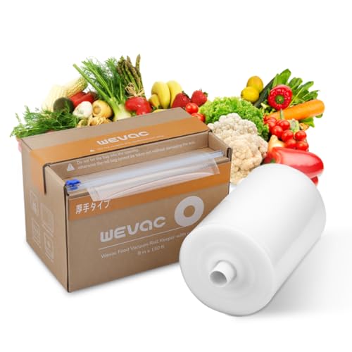 Wevac 20cmx45m Vacuum Sealer Bags for Food, Embosed Vacuum Seal Roll Keeper with Cutter, Great for Food Storage, Sous Vide and Meal Prep
