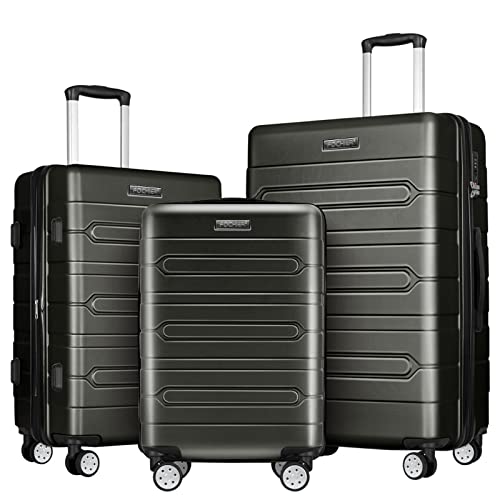 FOCHIER F 3 Piece Expandable Luggage Set with TSA Lock, Hardside Rolling Suitcase Set with 4 Spinner Wheels for Women Man, 20 24 28 Inch, Grey FOCHIER F 3 Piece Expandable Luggage Set with TSA Lock, Hardside Rolling Suitcase Set with 4 Spinner Wheels for Women Man, 20 24 28 Inch, Grey