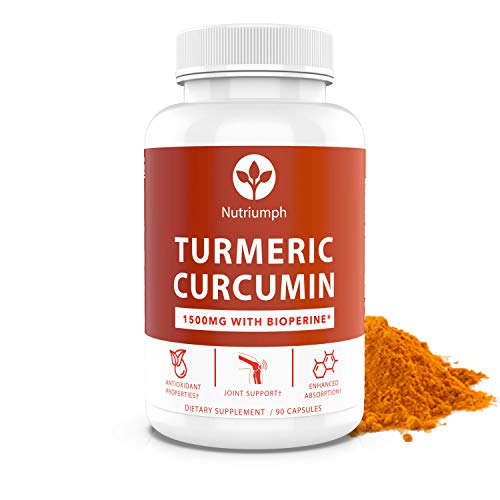 Nutriumph Turmeric Curcumin w/BioPerine | 1500mg Premium Joint & Healthy Inflammatory Support High Potency 95% Curcuminoids, GMO & Gluten Free Vegan | Black Pepper for Better Absorption | 90 Capsules