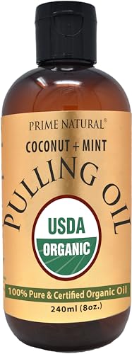 Oil Pulling with Organic Coconut & Organic Peppermint Oil 8oz | Cocomint | Natural Oral Care & Teeth Whitening | Alcohol Free Mouthwash Freshens Breath, Healthier Teeth & Gums