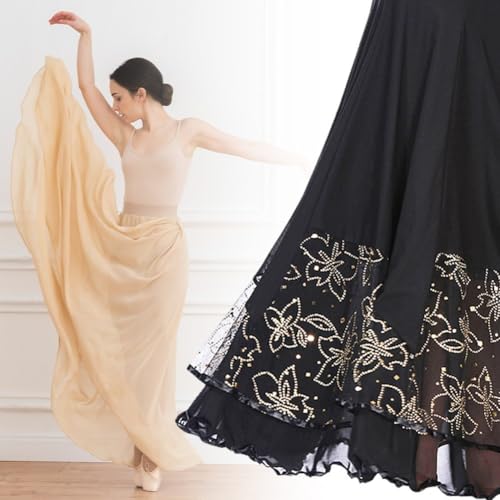 Jupe de danse moderne en maille fluide pour entraînement de valse