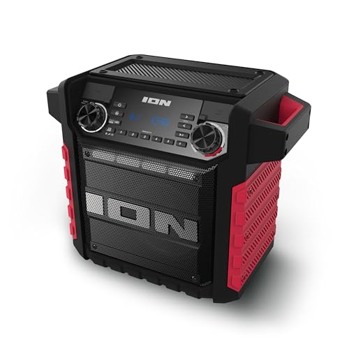 ION Tailgater Classic Outdoor Portable Bluetooth Speaker with Rechargeable Battery, FM Radio, USB Port, IPX5 Water-Resistant, 6.5" Woofer, App, Red by ION - Image 7