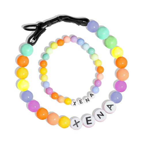 Personalized Beaded Dog Collar, Custom Dog Necklace Collar with Name, Colored Beaded Dog Necklace Collar, Customizable Gift Friendship Bracelet Dog Collar for Dog, Cat, Pet Lover