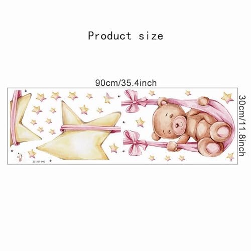 Vinilo decorativo infantil de oso durmiendo y estrellas miniatura 5