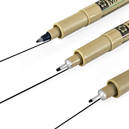Image of SAKURA Pigma Micron - Pigment Fineliner Pens - 0.5 /0.8mm PN - Black Ink - Pack of 3
