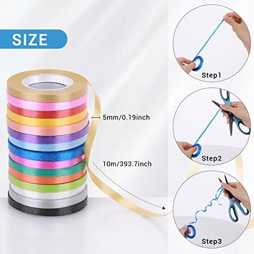 15 Rolls Curling Ribbon for Gift Wrapping, Assorted Colors Balloon String Ribbon Bow Presents Ribbons for Crafts, Festival, Florist Flower, Wedding Party Decoration, 10 Meter/Roll